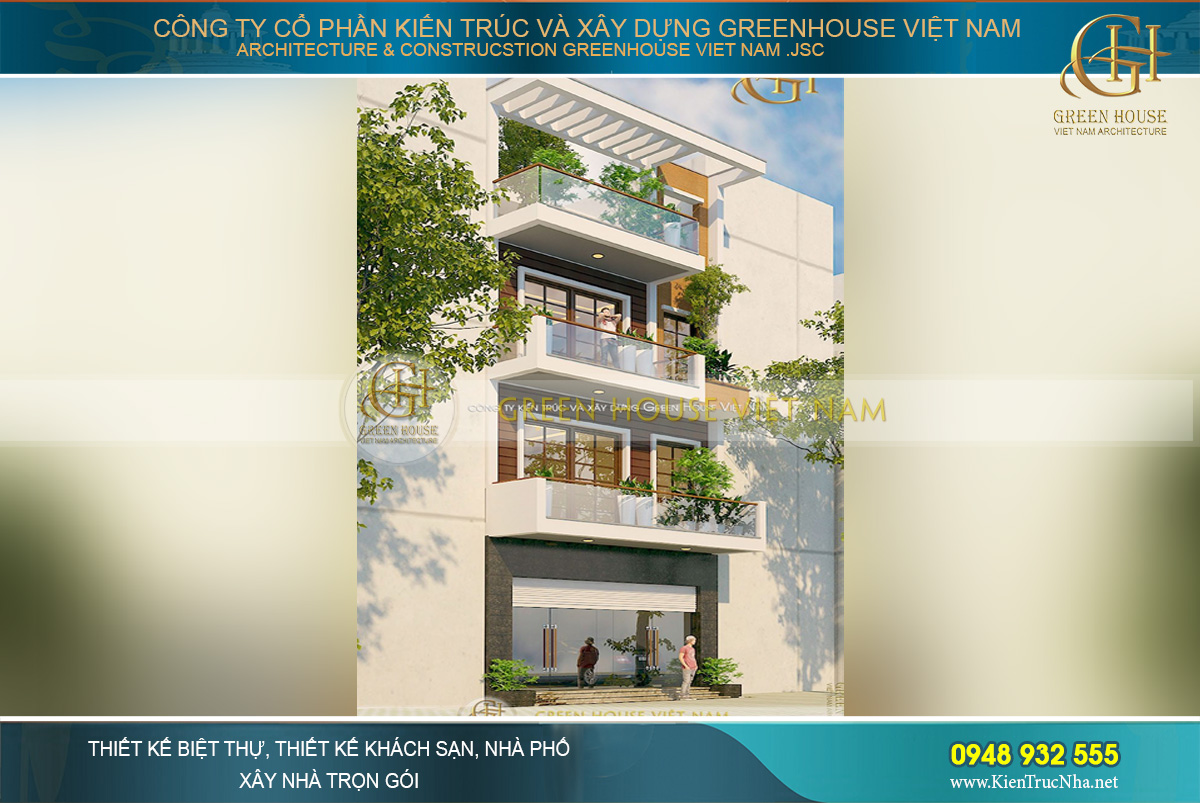 Mẫu nhà lô phố 4 tầng phong cách hiện đại, ấn tượng- Green House Việt Nam