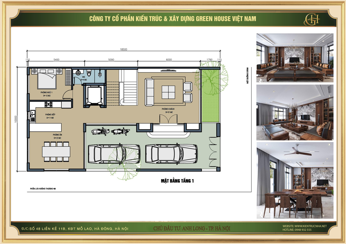 Mặt bằng công năng biệt thự hiện đại, thu hút- Green House Việt Nam