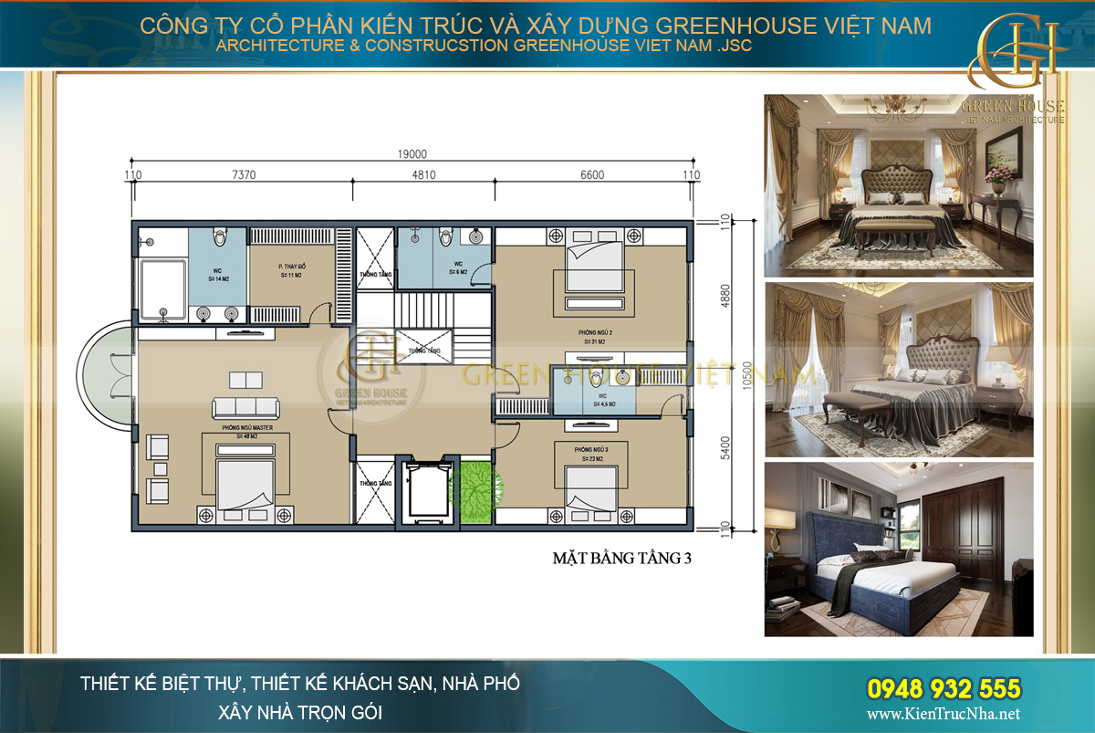 Dự án thiết kế, xây dựng biệt thự tân cổ điển 5 tầng đẹp tại Green House Việt Nam