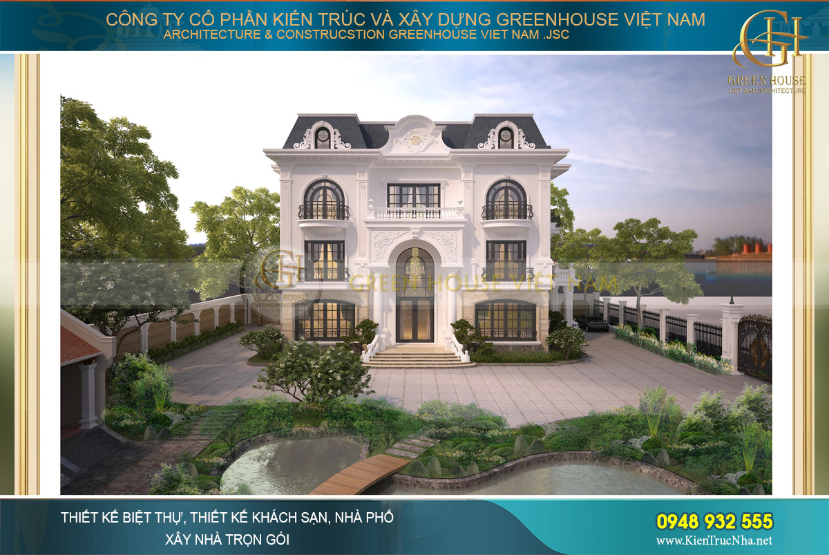 Mẫu biệt thự gia đình phong cách tân cổ điển đẹp, ấn tượng