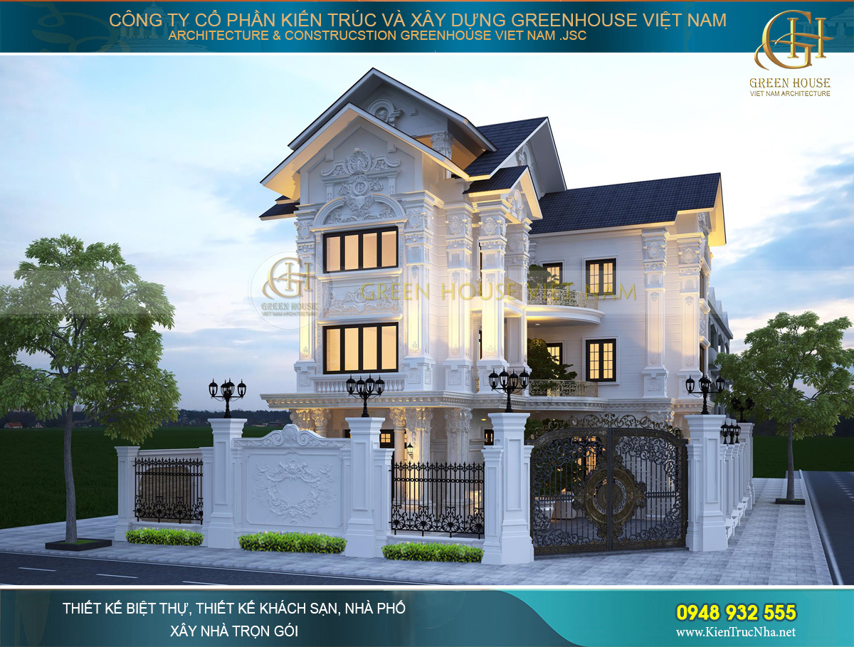 Phối cảnh kiến trúc của biệt thự lô góc 2 mặt tiền tại Hải Phòng