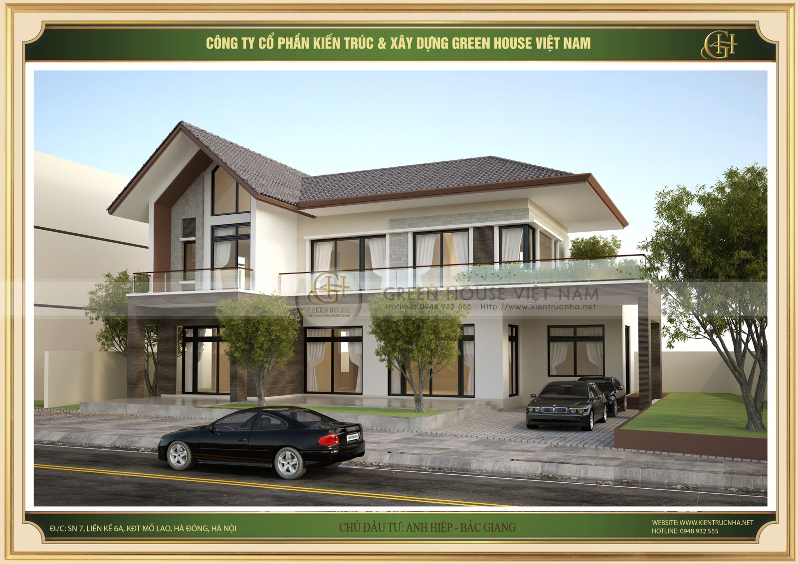 Mẫu biệt thự hiện đại 2 tầng tại Bắc Giang của gia đình anh Hiệp