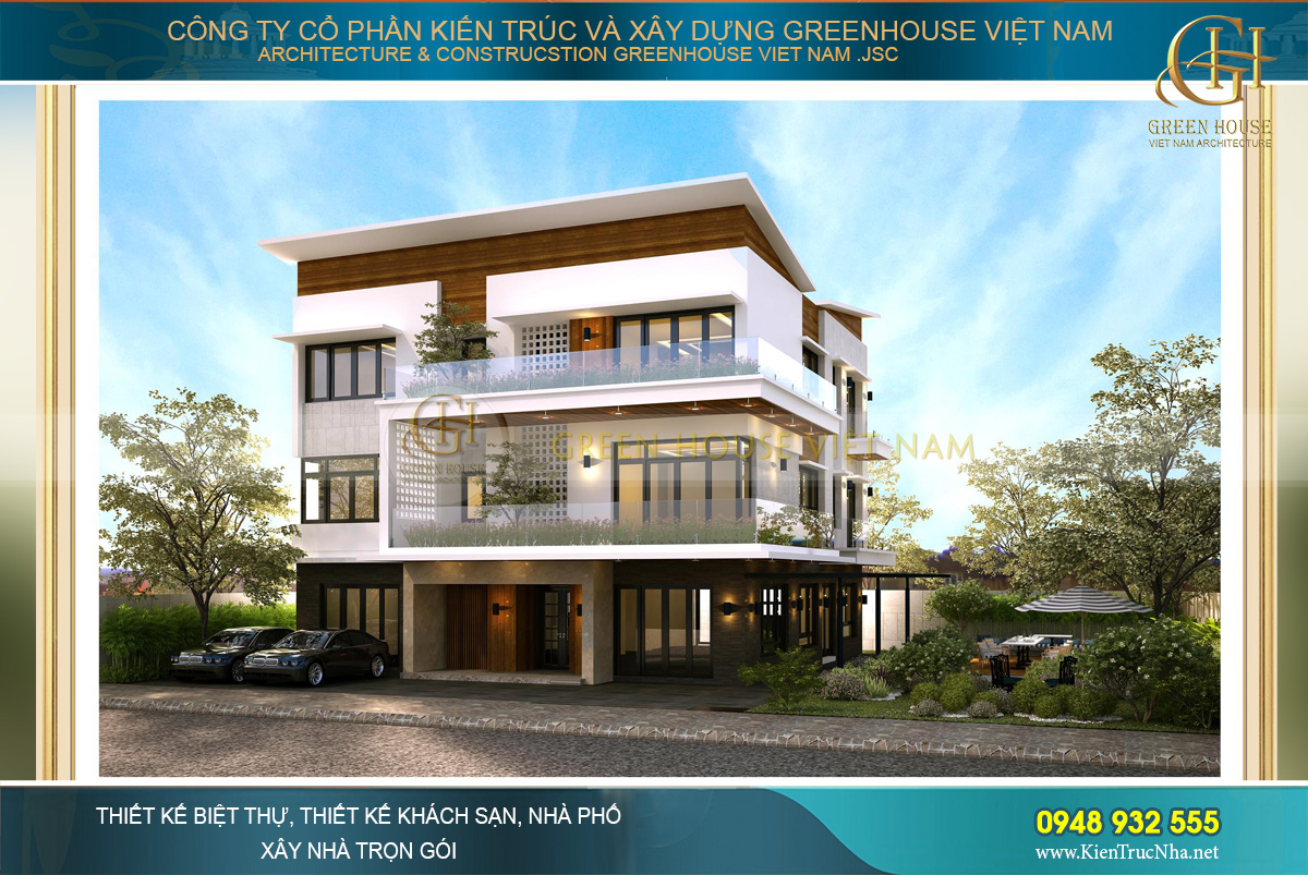Biệt thự hiện đại 3 tầng tại Bắc Giang kiểu kiến trúc mái độc đáo