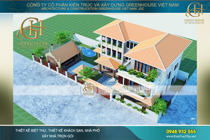 Thiết kế biệt thự nghỉ dưỡng đẹp có sân vườn kết hợp không gian thư giãn an toàn