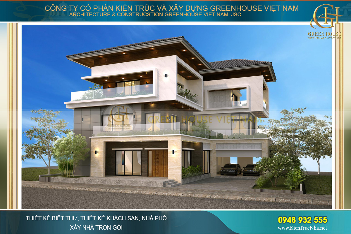 Toàn cảnh không gian của biệt thự hiện đại 3 tầng tại Bắc Giang