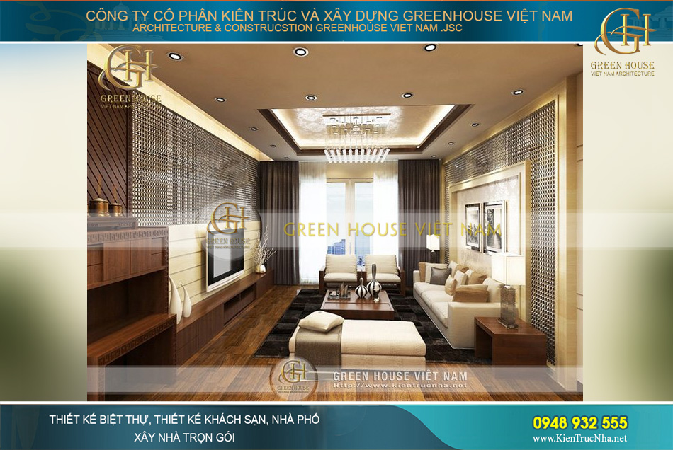 Thiết kế phòng khách có ban thờ dạng đứng