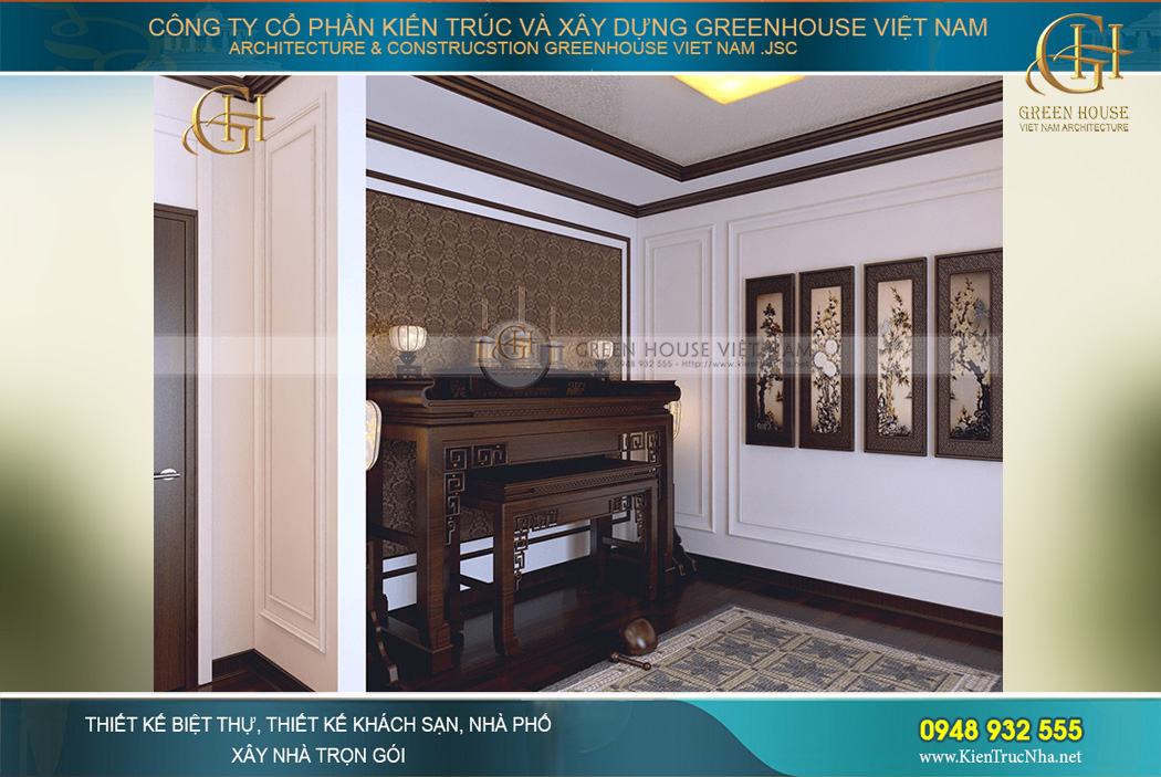 Bàn thờ và tranh tứ bình mang nét đẹp cổ truyền Việt Nam