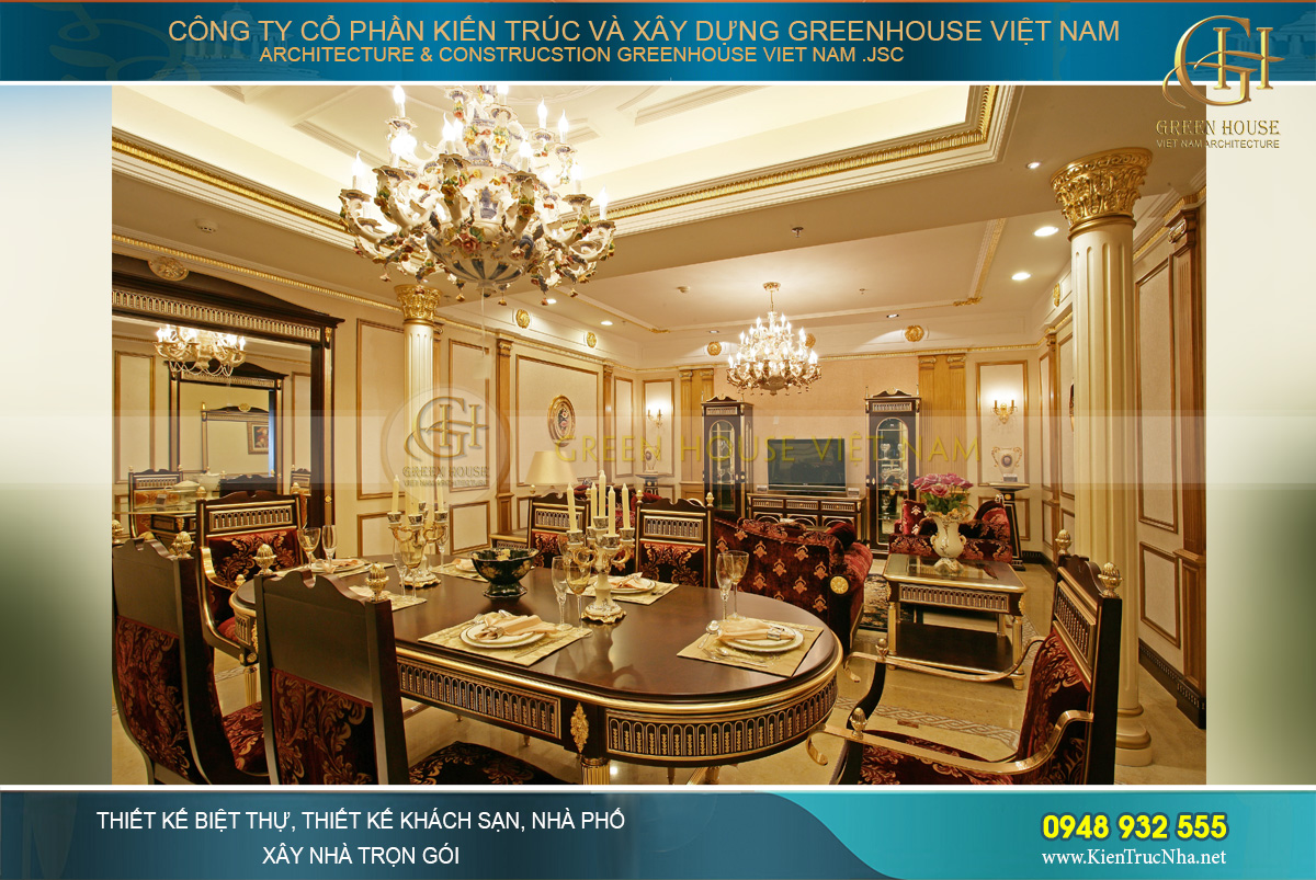 Mẫu thiết kế nội thất phòng ăn phong cách tân cổ điển