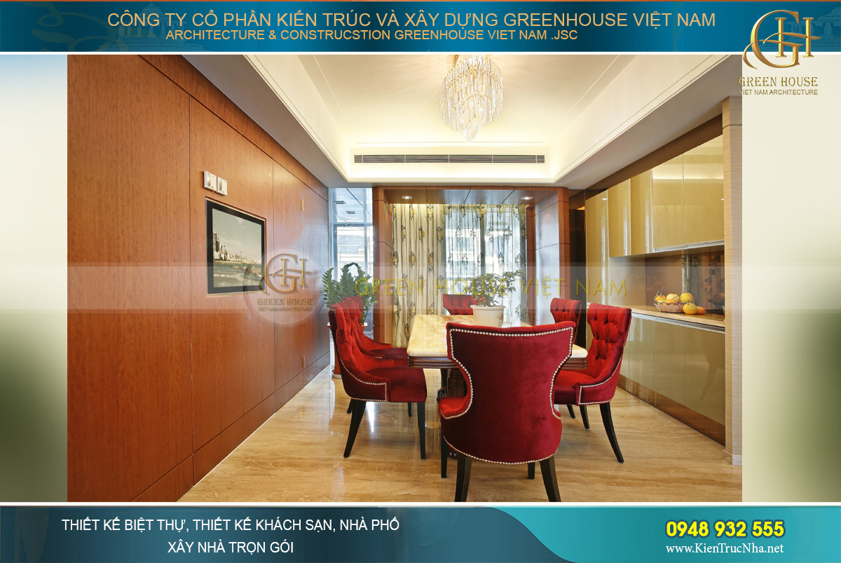 Hệ thống cửa sổ lớn giúp cho không gian bếp thêm phần thông thoáng, thoáng đãng