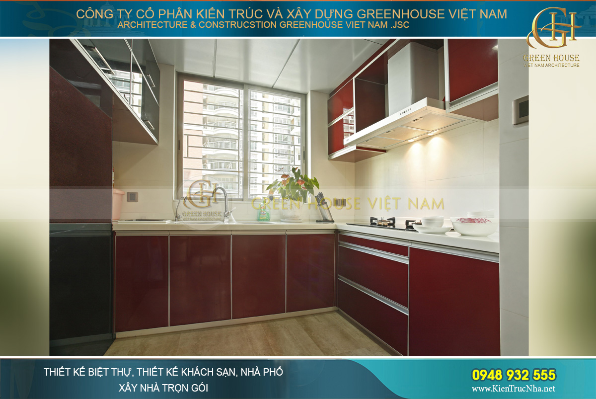 Khu vực phòng bếp hiện đại, đầy đủ tiện nghi
