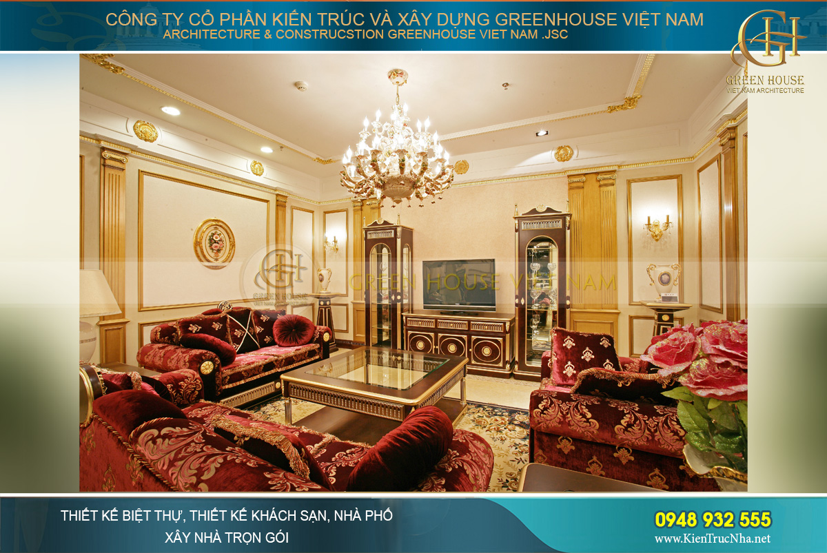 Thiết kế nội thất phòng khách cầu kì, chi tiết