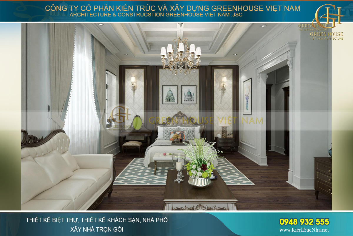 Thiết kế nội thất phòng ngủ master của biệt thự