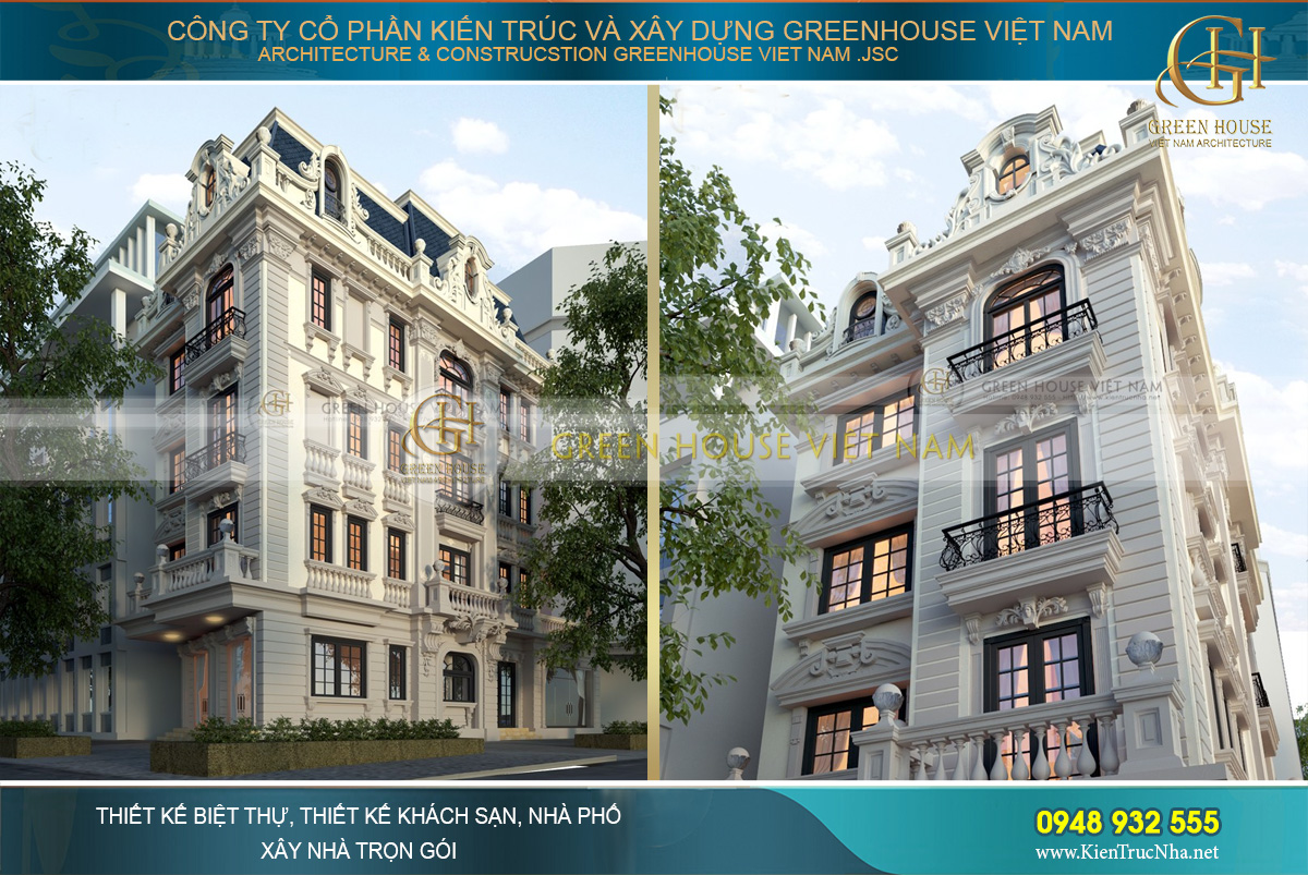 Những mẫu nhà phố giả thiết kế biệt thự tân cổ điển tại Hà Nội