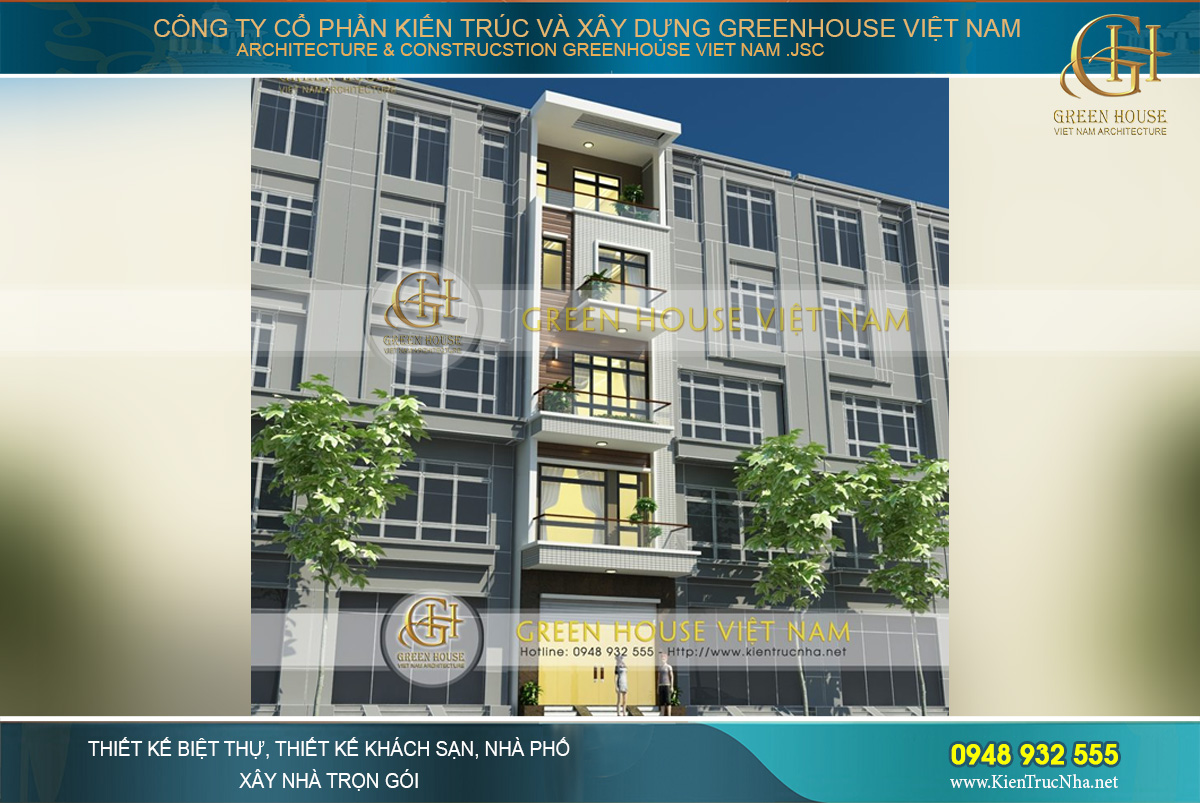Vẻ đẹp hiện đại và sự cuốn hút ấn tượng trong không gian kiến trúc mặt tiền nhà phố 6 tầng