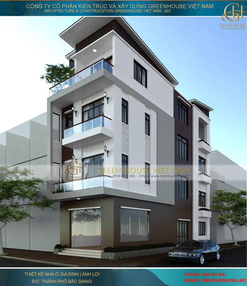 Nhà ống 4 tầng hai mặt tiền với lối kiến trúc hiện đại và sang trọng phục vụ cho công việc kinh doanh tại gia của gia đình chủ đầu tư