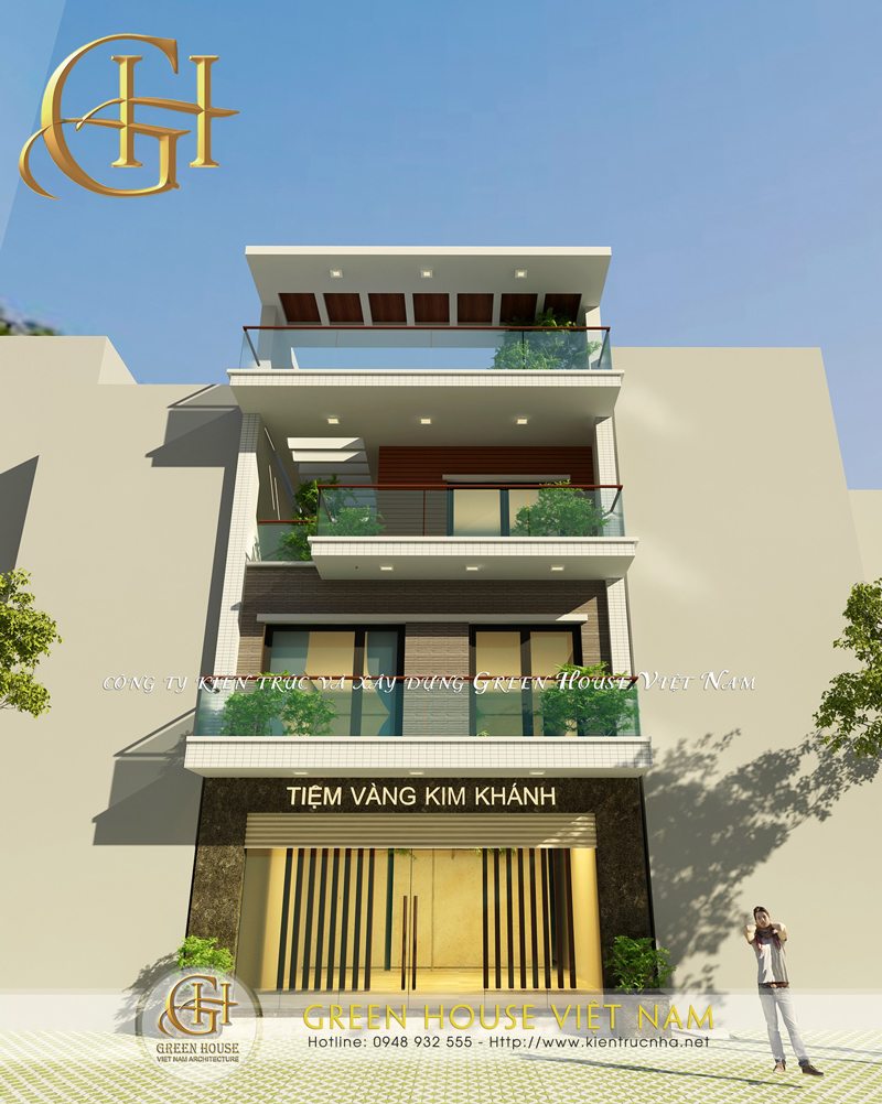 Thiết kế mặt tiền sang trọng, phù hợp với không gian tiệm vàng tại Bắc Giang