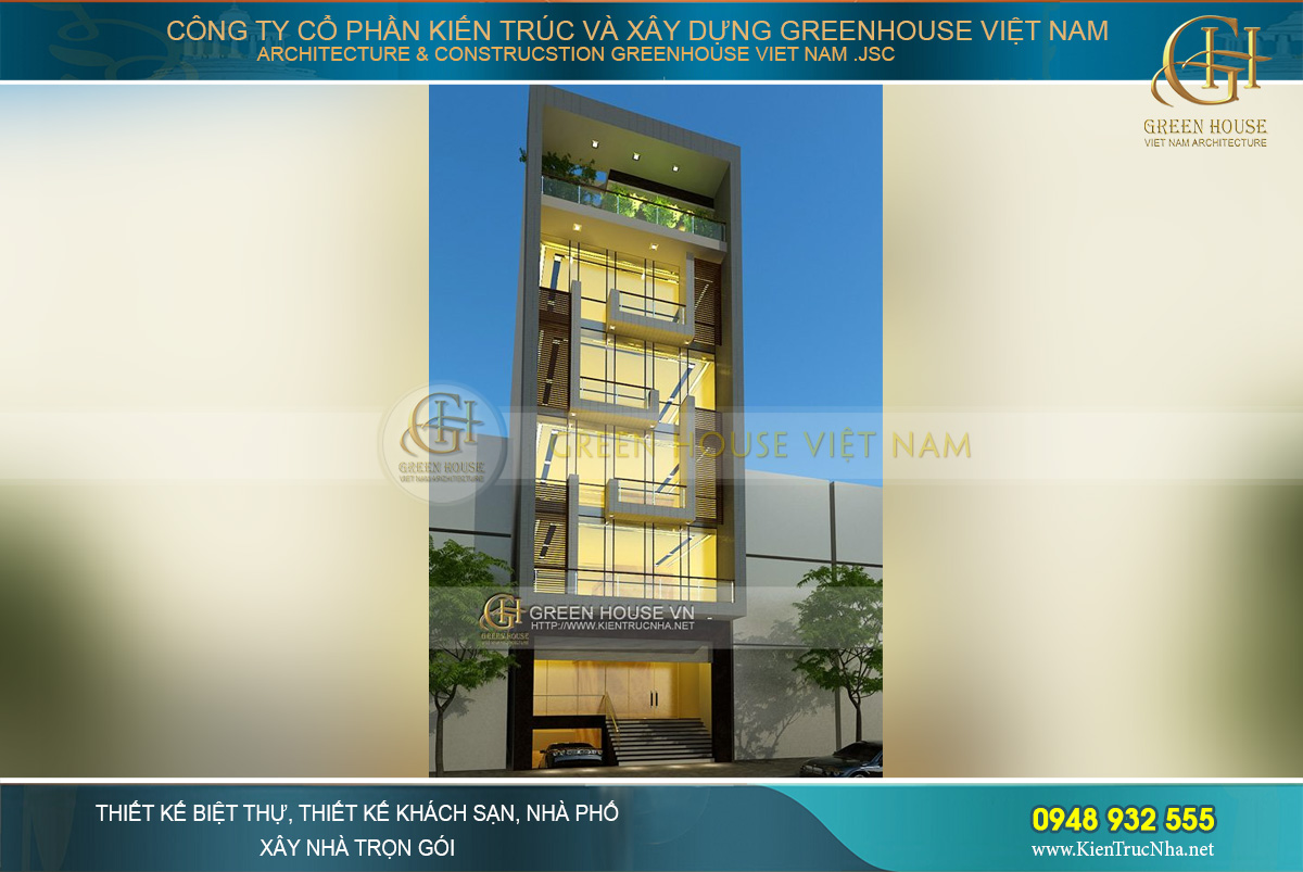 Kiến trúc sang trọng và bề thế của ngôi nhà phố 6 tầng kết hợp văn phòng