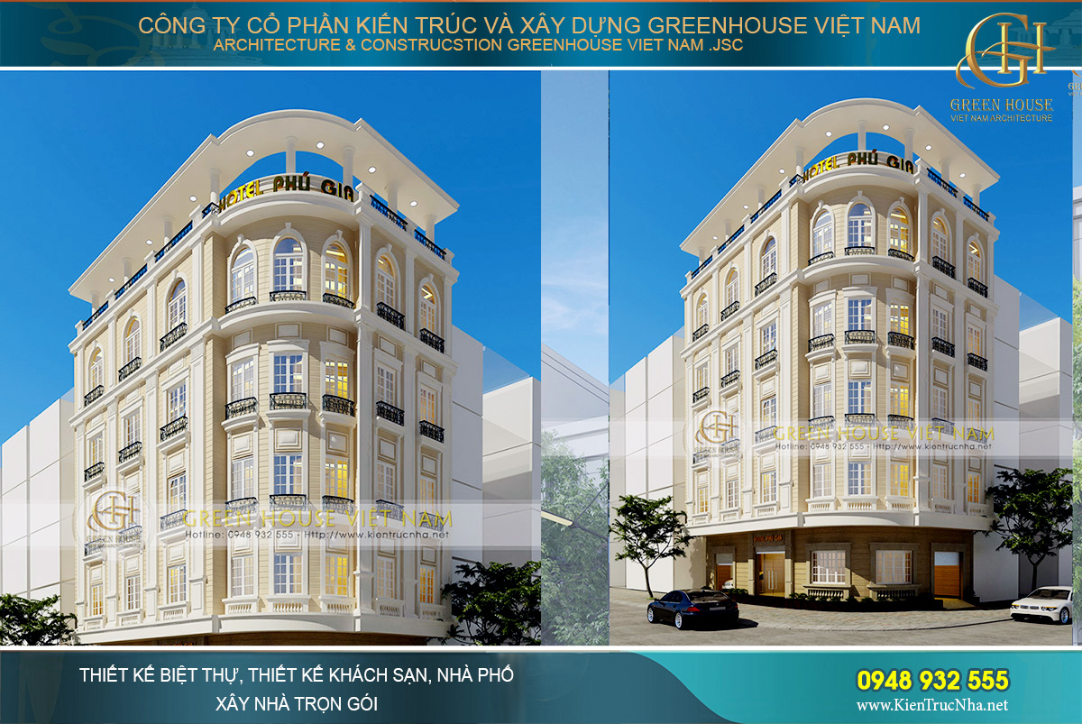 Thiết kế khách sạn 4 sao phong cách tân cổ điển hoành tráng và bề thế tại Đà Nẵng