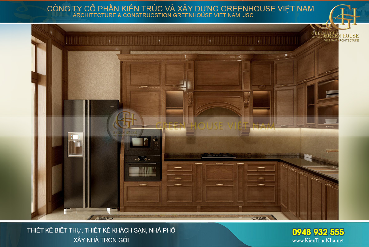 Thiết kế nội thất phòng bếp phong cách tân cổ điển thanh lịch