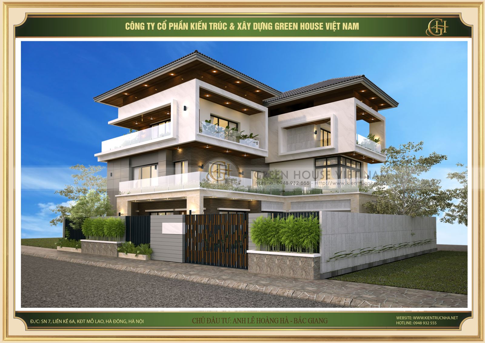 Thiết kế biệt thự gia đình 3 tầng hiện đại, thu hút tại Bắc Giang