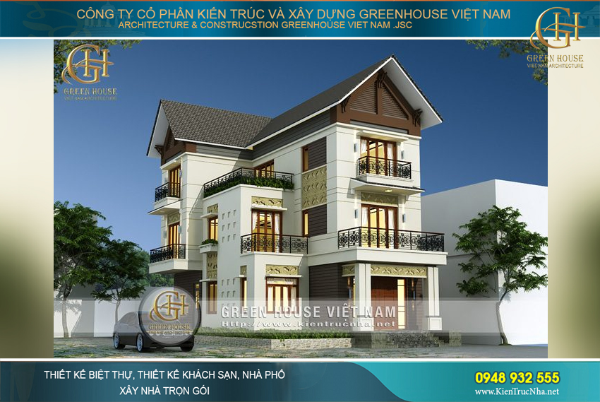 Biệt thự mái thái là thiết kế độc đáo, thú vị thể hiện sự sáng tạo trong thiết kế của KTS và cá tính riêng biệt của chủ đầu tư