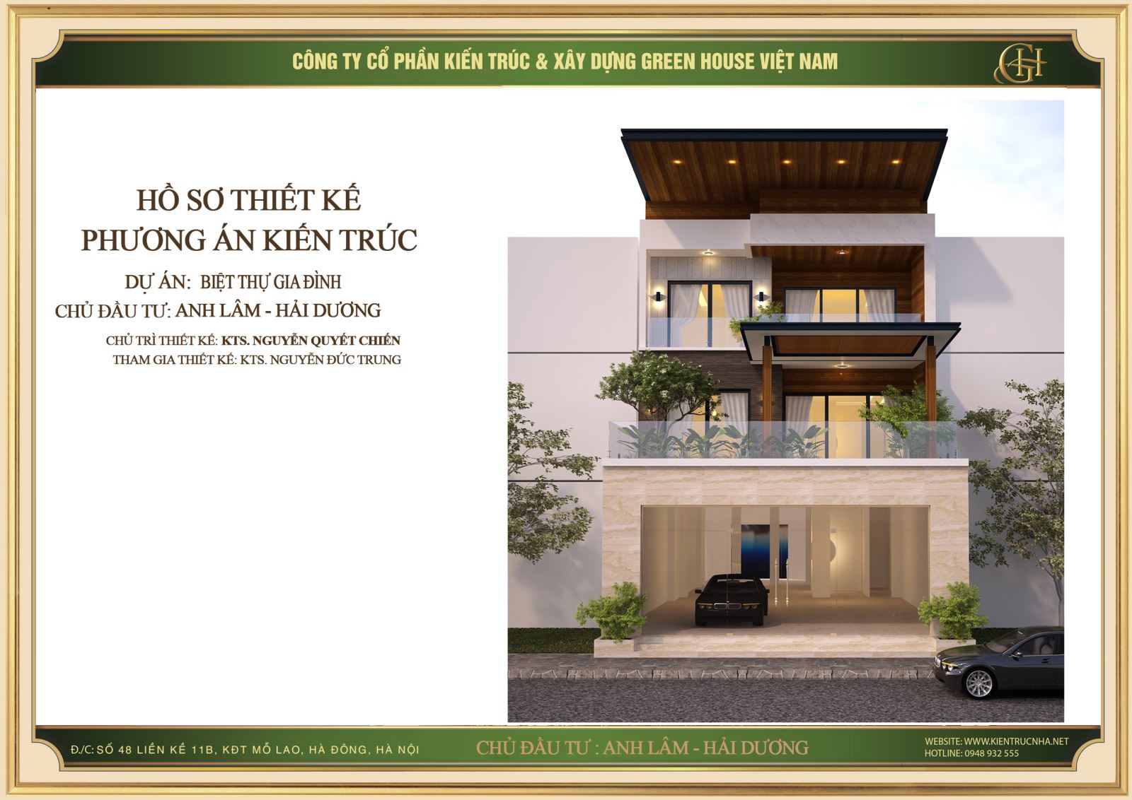 Thiết kế biệt thự hiện đại 3 tầng không gian tiện nghi tại Hải Dương