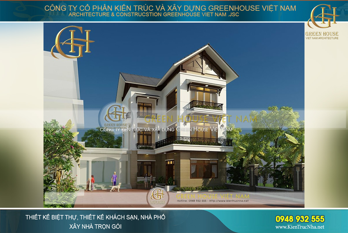 Bố cục cân xứng, gọn gàng, cảm giác thích mắt của mẫu nhà hiện đại 3 tầng