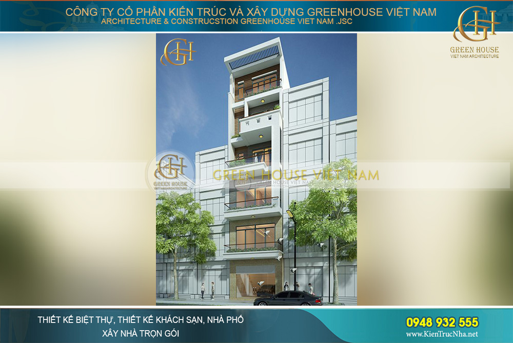 Mẫu thiết kế nhà phố 6 tầng hiện đại