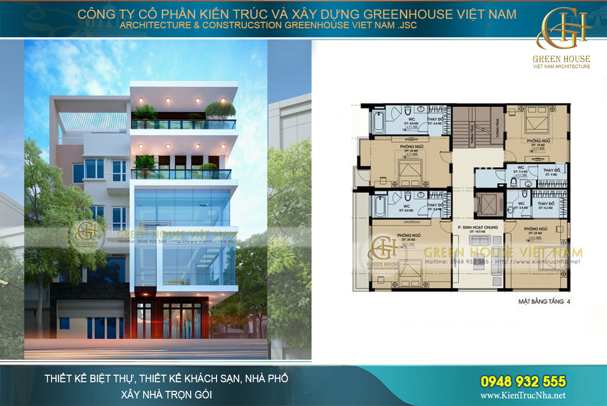 Thiết kế nhà phố kết hợp kinh doanh 5 tầng đẹp thời thượng tại Hải Phòng