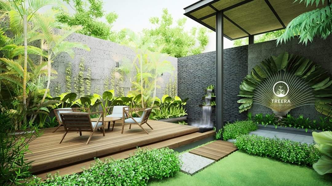 Mẫu thiết kế tiểu cảnh với màu xanh chủ đạo đem đến sự tươi mới