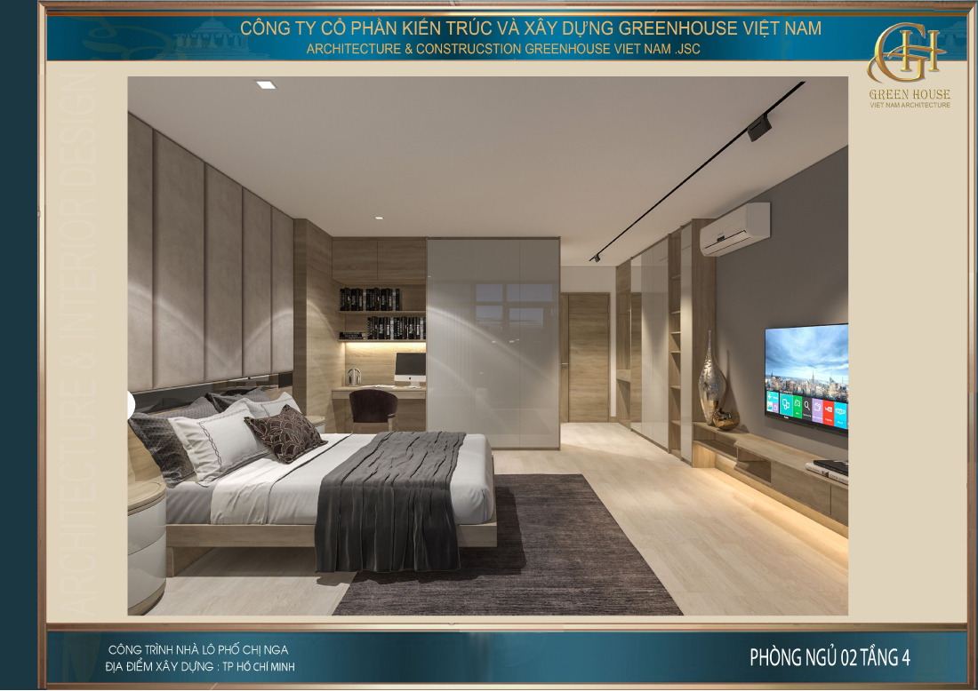 Phòng ngủ số 3 với phong cách phối màu lịch lãm và nam tính hơn
