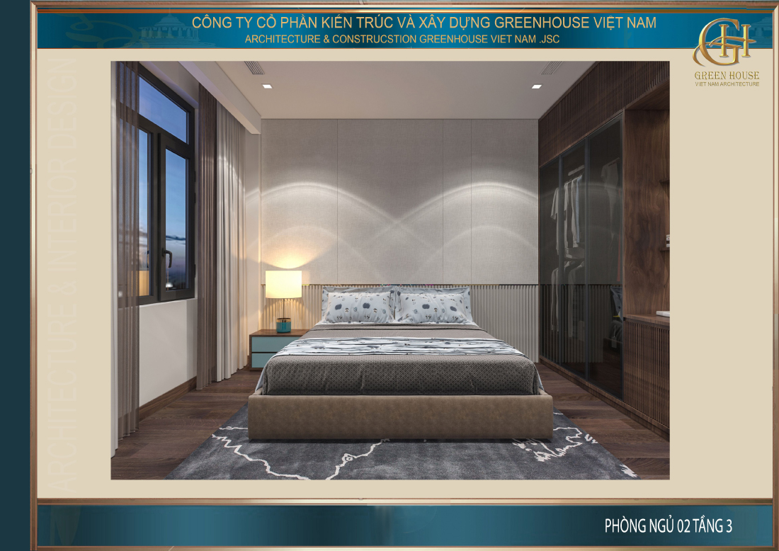 Thiết kế nội thất phòng ngủ số 2 gợi cảm giác nền nã, trầm lắng