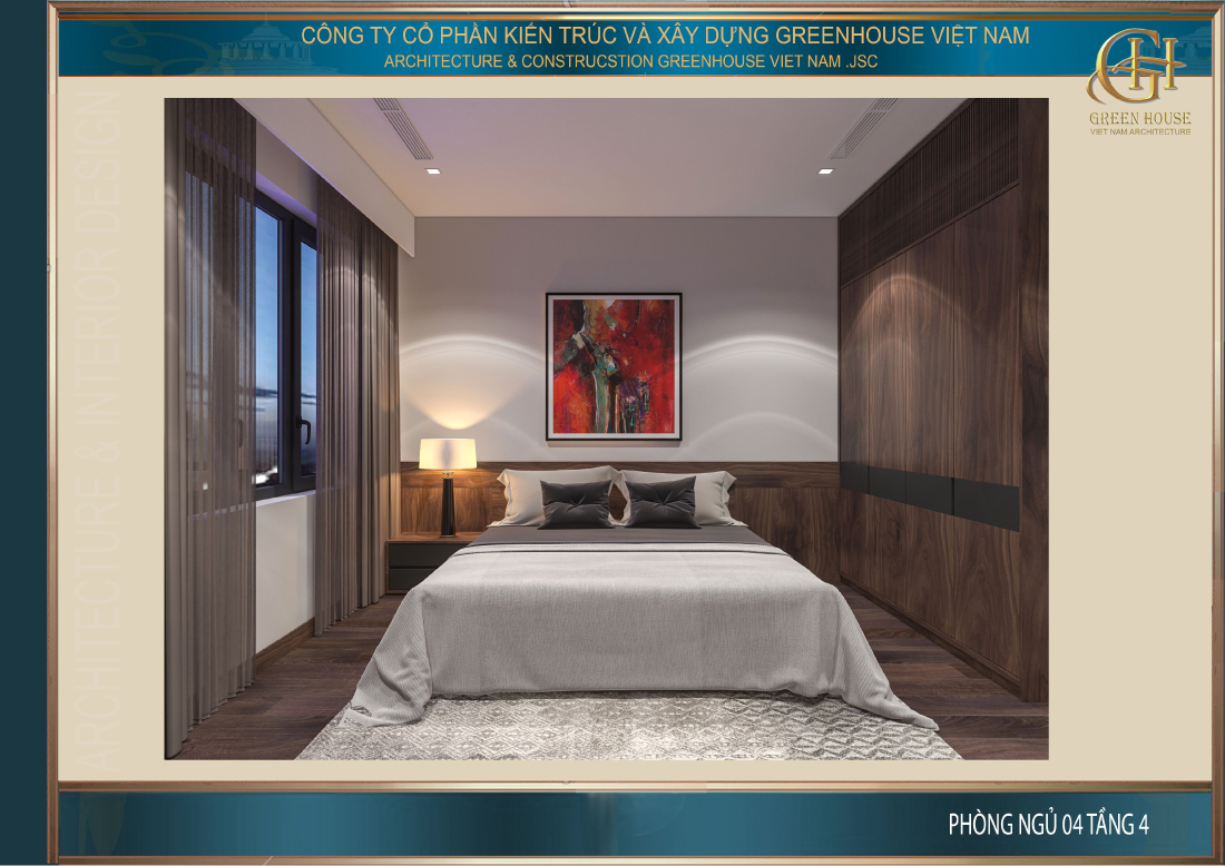 Toàn cảnh không gian phòng ngủ tại tầng 4 của nhà phố tại Hải Dương