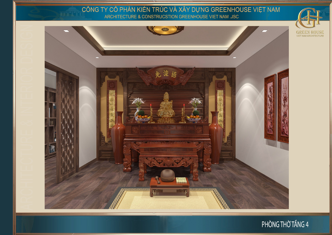 Thiết kế phòng thờ mang đậm nét văn hóa truyền thống