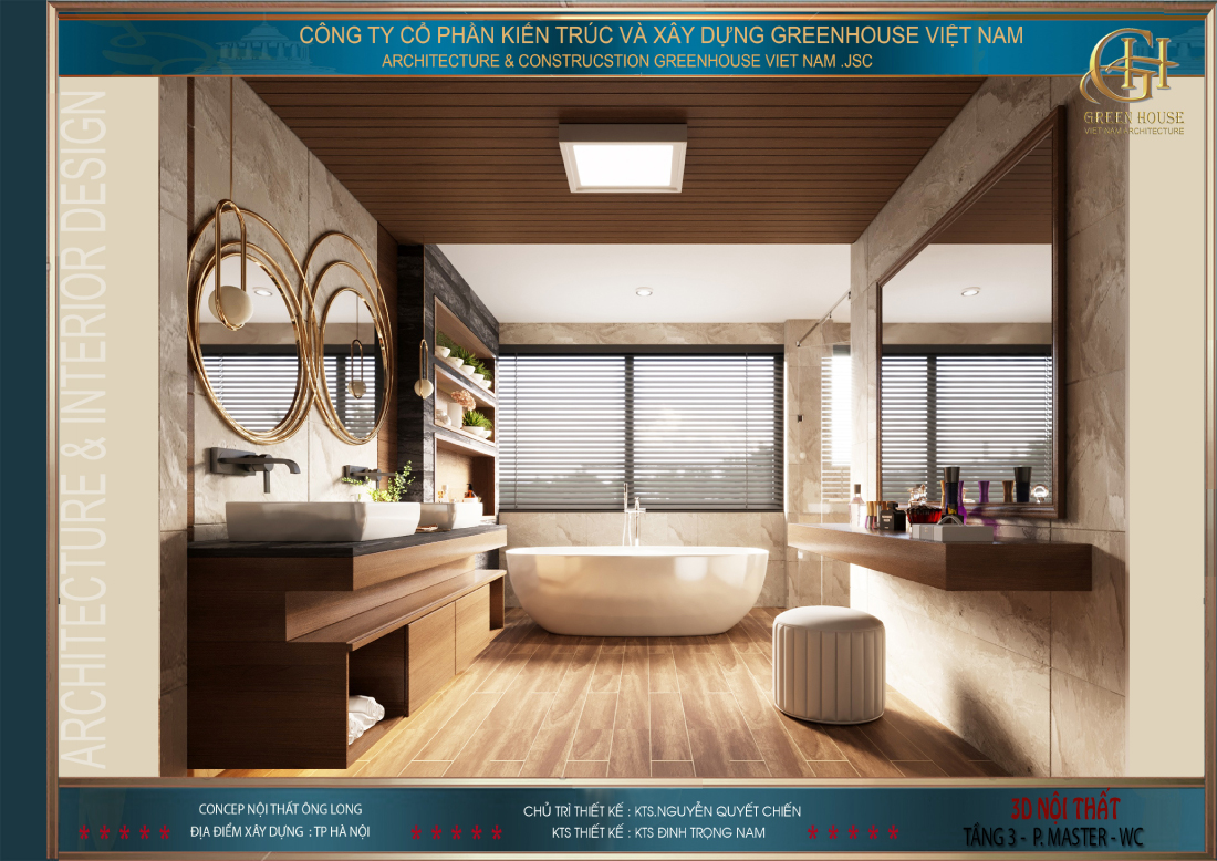 Khu vực bồn tắm được thiết kế nhìn ra khung cảnh thiên nhiên bên ngoài