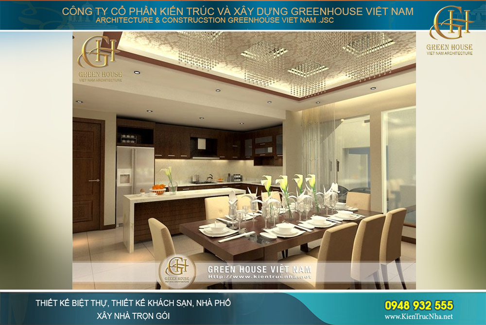 Thiết kế tiện nghi và ấm cúng của nhà bếp cùng bàn ăn chất lượng cao tại ngôi nhà ống kết hợp kinh doanh