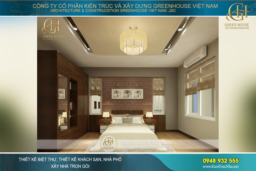 Màu sắc trang nhã, thiết kế nhẹ nhàng, đúng như ý muốn của gia chủ về mẫu phòng ngủ chính