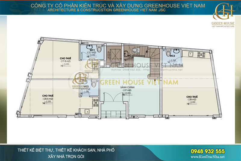 biệt thự 4 tầng cho thuê văn phòng