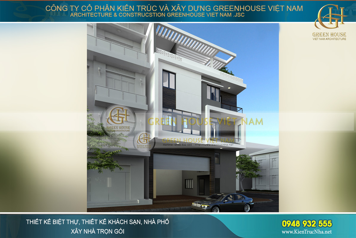 thiết kế nhà phố kết hợp kinh doanh 5 tầng