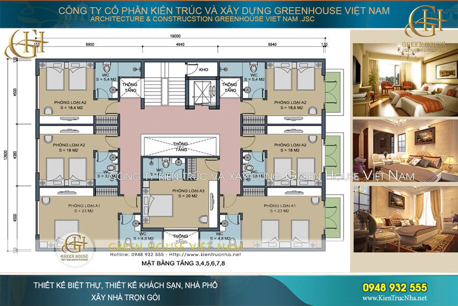 thiết kế khách sạn 3 sao 9 tầng dẹp