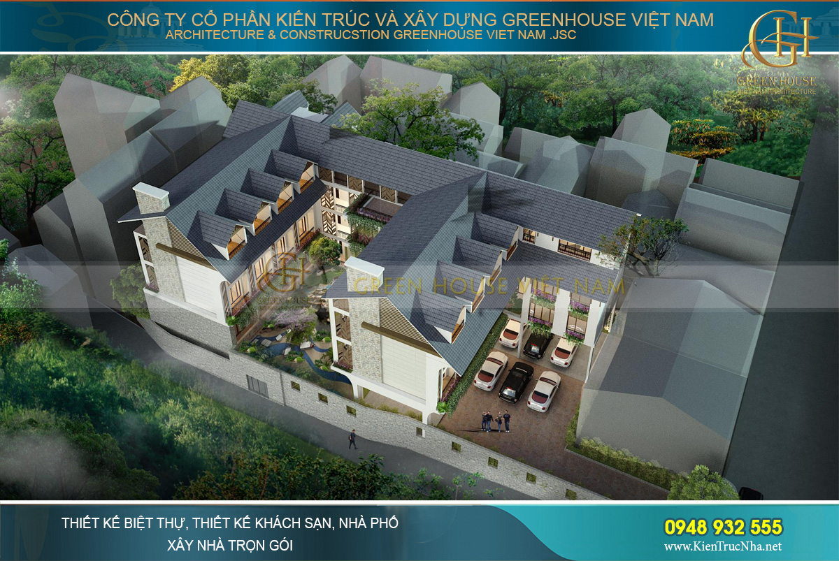 thiết kế khách sạn hiện đại 5 tầng đà lạt