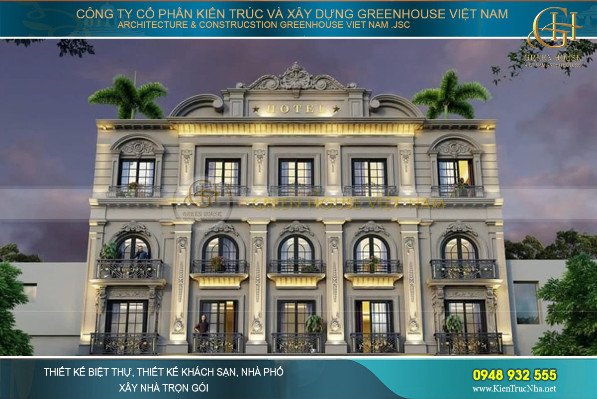thiết kế khách sạn tân cổ điển 5 tầng tại nam định