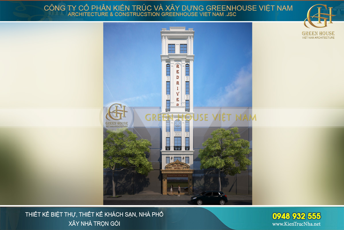 thiết kế khách sạn tân cổ điển 8 tầng tại hà Nội