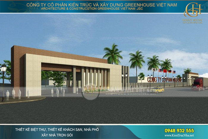 thiết kế nhà điều hành, cổng ra vảo