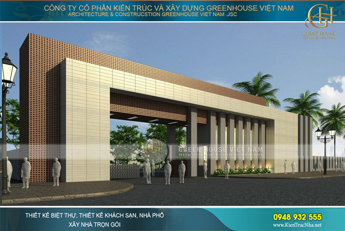 thiết kế nhà điều hành, cổng ra vảo