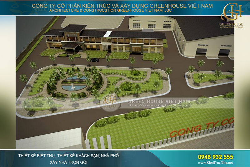 thiết kế nhà điều hành, cổng ra vảo