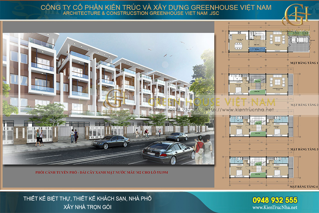 Thiết kế nhà ở trục đường giải cây xanh mặt nước tại Bắc Giang