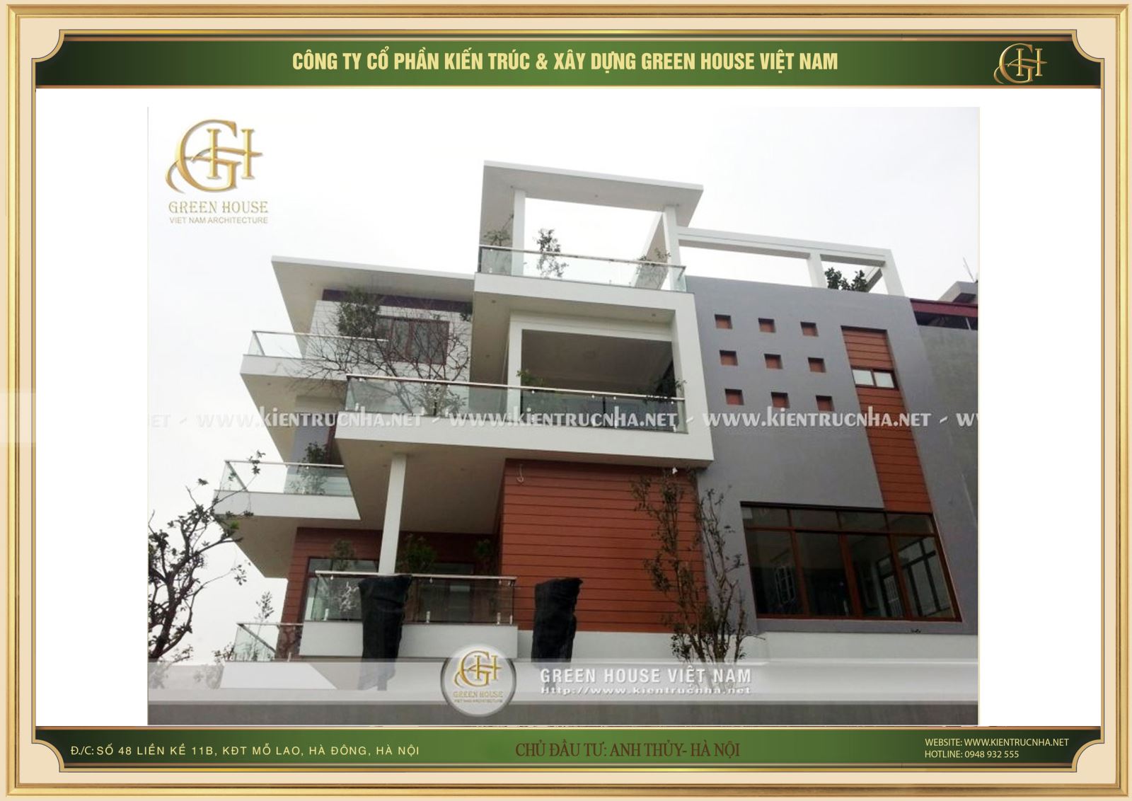 Ảnh thực tế công trình biệt thự 4 tầng của anh Thủy- Hà Nội