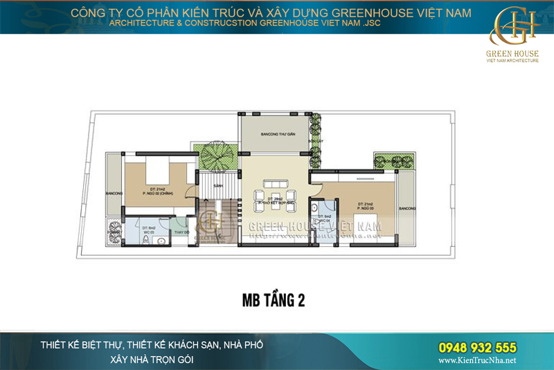 Không gian sinh hoạt cá nhân tại tầng 2 của mỗi thành viên trong gia đình