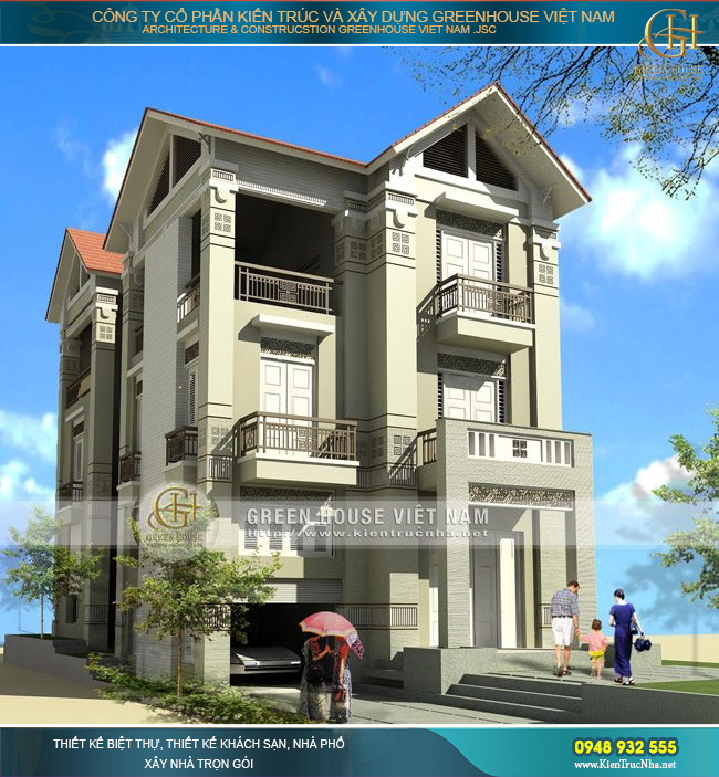 Mẫu thiết kế biệt thự tân cổ điển sang trọng với mặt tiền 9m rộng và vững chãi